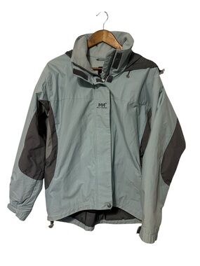 Helly Hansen Ski Snowboarding Winter Jacket Waterproof Blue Gray Lodge Athlete L